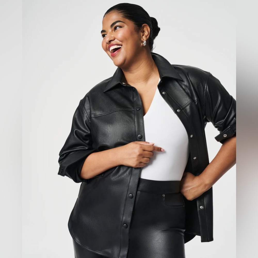 Spanx NWT faux leather OVERSIZED shacket. XL but fits up 2xl